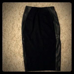 The Limited Black/leather pull-on Pencil Skirt